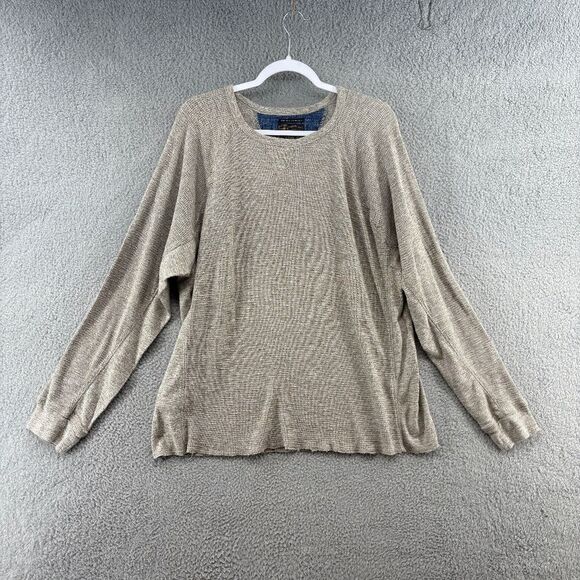 Lucky Brand Shirt Strong Boy Thermal Mens XL Crew Neck Beige Pullover Oatmeal - Picture 1 of 7